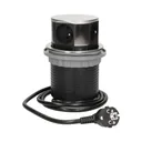 141127 - Flush-fitting furniture socket with USB charger and 1.5m cable, INOX power supply: 230V AC, number of sockets: 3x16A/230V AC, output USB charger: 5V DC/1050mAx2, max. load: 3680W