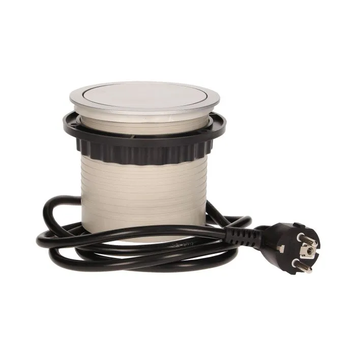 141125 - Flush-fitting furniture socket with USB charger and 1.5m cable 3 x 230V AC/16A; 3680W; IP20 ; 2 x output USB charger USB 5V DC; cabel lenght 1,5 m