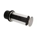 141123 - Pop up desk socket ⌀10cm with USB chargers and 1.8m cable, INOX 3 x 230V AC/16A; 3680W; IP20; cabel lenght 1,8 m, 2xUSB; for use in furniture, INOX