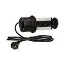 141122 - Pop up desk socket ⌀10cm with 1.8m cable, INOX 3 x 230V AC/16A; 3680W; IP20; cabel lenght 1,8 m,  for use in furniture; INOX