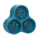 140893 - Triple socket outlet, turquoise Three-socket splitter with grounding, suitable for any interior where additional sockets are required.