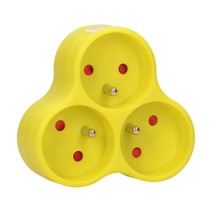 140893 - Triple socket outlet, turquoise Three-socket splitter with grounding, suitable for any interior where additional sockets are required.