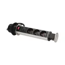 141120 - Pop up desk socket ⌀6cm with USB chargers and 1.8m cable, INOX 3 x 230V AC/16A; 3680W; IP20; cabel lenght 1,8 m, 2xUSB; for use in furniture; INOX