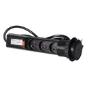 141116 - Pop up Ø6cm desk socket, black with 1.8m cable and locking system, 3x2P+E
