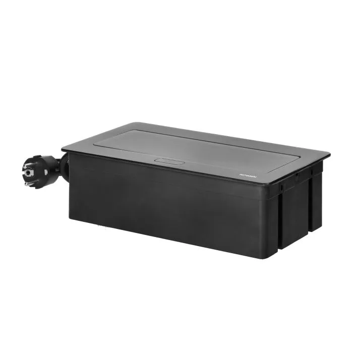 141114 - Set of furniture sockets REDE, 2x2P+E, 2xUSB with 1.5m cable, black