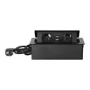 141114 - Set of furniture sockets REDE, 2x2P+E, 2xUSB with 1.5m cable, black