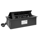 141112 - Recessed furniture connection panel NOEN for module sockets, black composed of an empty aluminium case and an integrated PVC frame; can house 3 NOEN socket or port modules, 45x45mm each