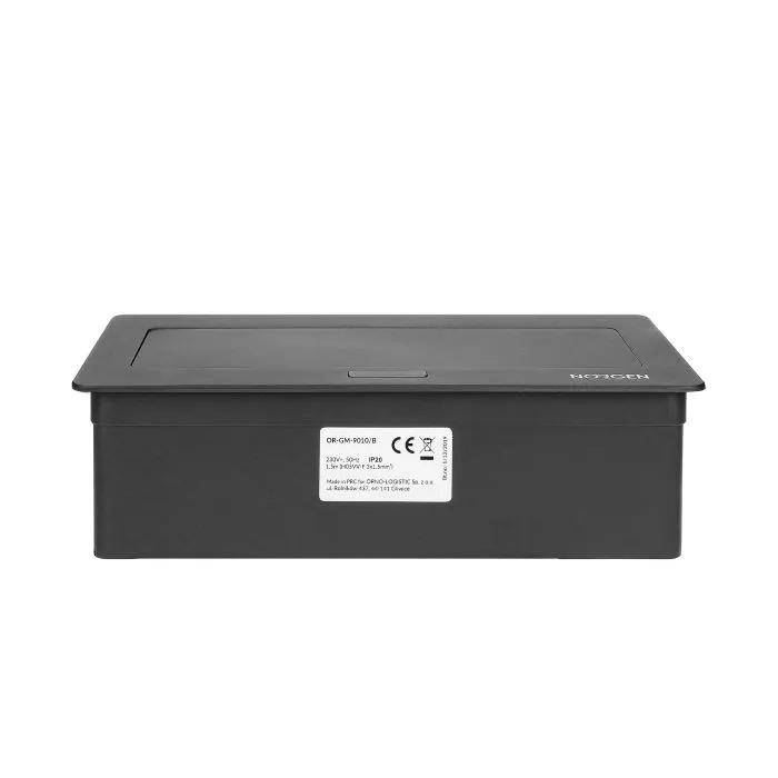 141112 - Recessed furniture connection panel NOEN for module sockets, black composed of an empty aluminium case and an integrated PVC frame; can house 3 NOEN socket or port modules, 45x45mm each