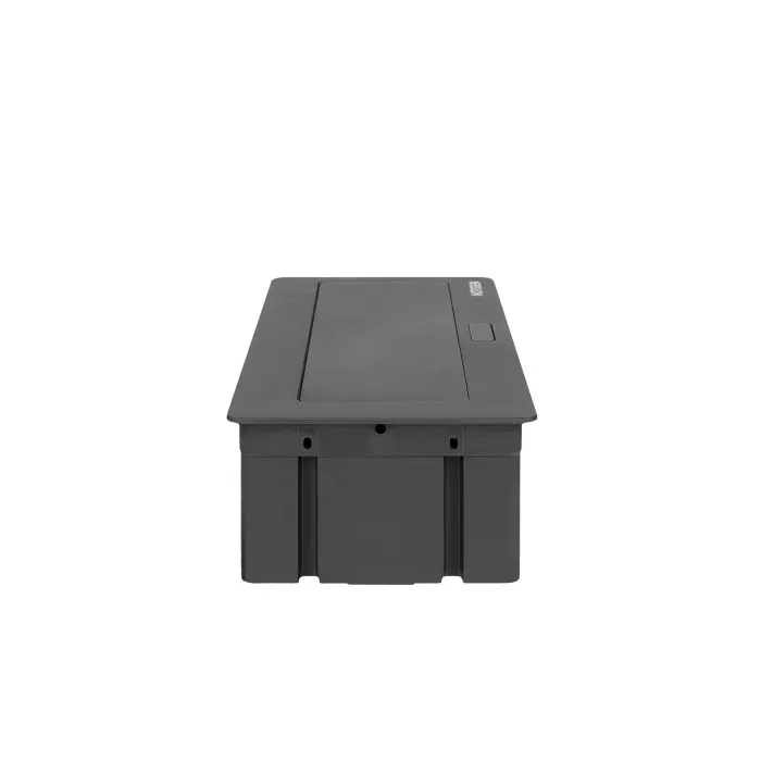 141112 - Recessed furniture connection panel NOEN for module sockets, black composed of an empty aluminium case and an integrated PVC frame; can house 3 NOEN socket or port modules, 45x45mm each