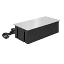 141111 - Recessed furniture connection panel NOEN for module sockets, silver composed of an empty aluminium case and an integrated PVC frame; can house 3 NOEN socket or port modules, 45x45mm each