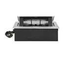 141111 - Recessed furniture connection panel NOEN for module sockets, silver composed of an empty aluminium case and an integrated PVC frame; can house 3 NOEN socket or port modules, 45x45mm each