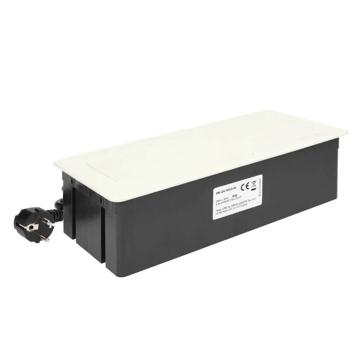 141110 - Recessed furniture connection panel NOEN for module sockets, white composed of an empty aluminium case and an integrated PVC frame; can house 3 NOEN socket or port modules, 45x45mm each