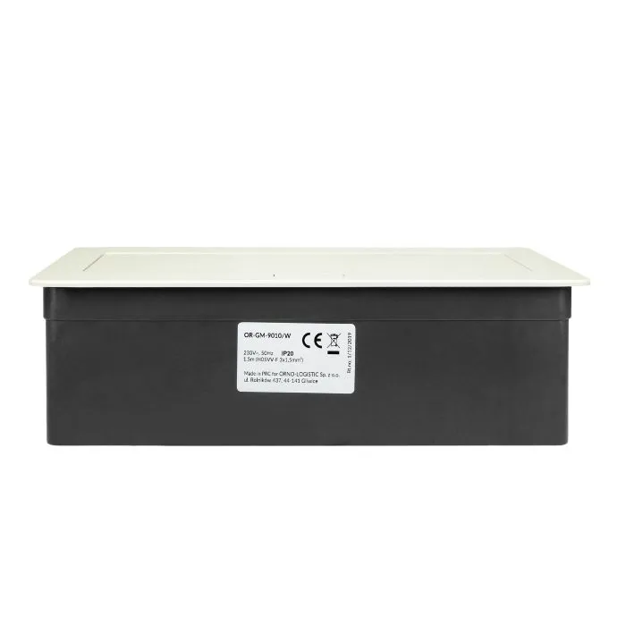 141110 - Recessed furniture connection panel NOEN for module sockets, white composed of an empty aluminium case and an integrated PVC frame; can house 3 NOEN socket or port modules, 45x45mm each