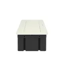 141110 - Recessed furniture connection panel NOEN for module sockets, white composed of an empty aluminium case and an integrated PVC frame; can house 3 NOEN socket or port modules, 45x45mm each