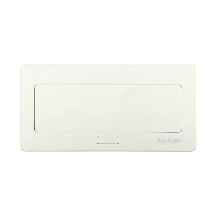 141110 - Recessed furniture connection panel NOEN for module sockets, white composed of an empty aluminium case and an integrated PVC frame; can house 3 NOEN socket or port modules, 45x45mm each