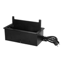 141105 - Flush-mounted furniture Schuko socket, black with flat milled edge, anti-dust brush, USB charger and 1.5m cable, 2x2P+E, 2xUSB, 2xNET