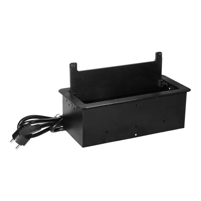 141104 - Recessed furniture socket 3x2P+E (Schuko) with 1.5m cable and anti-dust brush