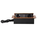 141101 - Recessed furniture socket with two USB chargers and 1.5m long cable, gold 230V AC/ 50 Hz; 2 x 2P+E (Schuko); 3600W; USB output: 5V DC/2,1A; available colors: gold
