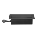 141100 - Recessed furniture socket with flat milled edge, USB charger and 1.5m cable, 2x2P+E (Schuko), 2x USB (type A+C; 3.6A), black