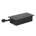 141100 - Recessed furniture socket with flat milled edge, USB charger and 1.5m cable, 2x2P+E (Schuko), 2x USB (type A+C; 3.6A), black