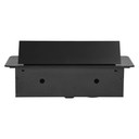 141096 - Recessed furniture socket with flat milled edge and USB charger, 2x2P+E (Schuko),2x USB (type A+C; 3.6A), black