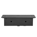141096 - Recessed furniture socket with flat milled edge and USB charger, 2x2P+E (Schuko),2x USB (type A+C; 3.6A), black
