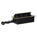 141092 - Recessed furniture sockets, brass color in a housing with a flat edge and a 1.5 m cable, 3x2P+E (Schuko)