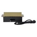 141092 - Recessed furniture sockets, brass color in a housing with a flat edge and a 1.5 m cable, 3x2P+E (Schuko)