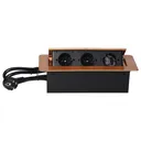 141091 - Recessed furniture sockets, gold in a housing with a flat edge and a 1.5 m cable, 3x2P+E (Schuko)