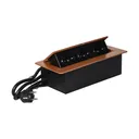 141091 - Recessed furniture sockets, gold in a housing with a flat edge and a 1.5 m cable, 3x2P+E (Schuko)