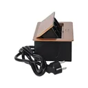 141091 - Recessed furniture sockets, gold in a housing with a flat edge and a 1.5 m cable, 3x2P+E (Schuko)