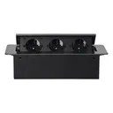 141087 - Recessed furniture sockets, graphite in housing with flat edge, 3x2P+E (Schuko), no cable included
