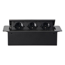 141087 - Recessed furniture sockets, graphite in housing with flat edge, 3x2P+E (Schuko), no cable included