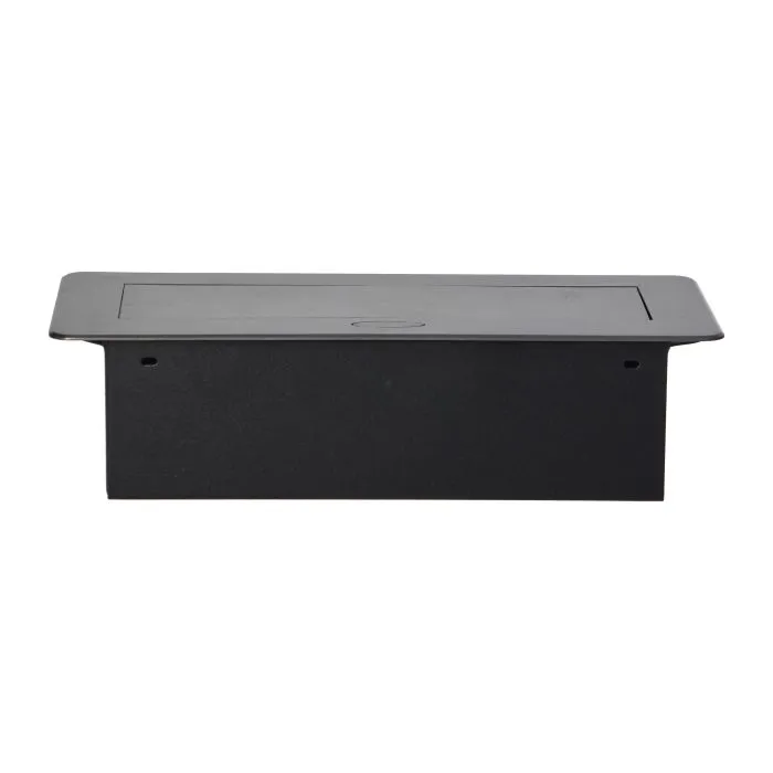 141087 - Recessed furniture sockets, graphite in housing with flat edge, 3x2P+E (Schuko), no cable included
