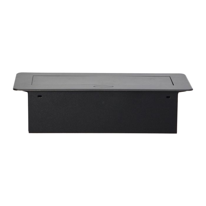 141087 - Recessed furniture sockets, graphite in housing with flat edge, 3x2P+E (Schuko), no cable included