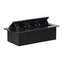 141087 - Recessed furniture sockets, graphite in housing with flat edge, 3x2P+E (Schuko), no cable included
