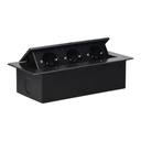 141087 - Recessed furniture sockets, graphite in housing with flat edge, 3x2P+E (Schuko), no cable included