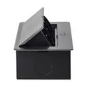 141087 - Recessed furniture sockets, graphite in housing with flat edge, 3x2P+E (Schuko), no cable included