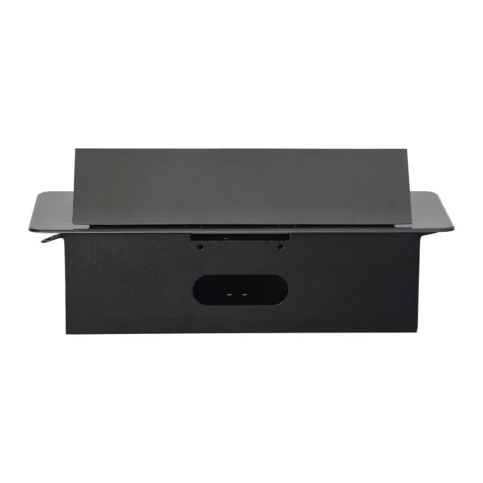 141087 - Recessed furniture sockets, graphite in housing with flat edge, 3x2P+E (Schuko), no cable included