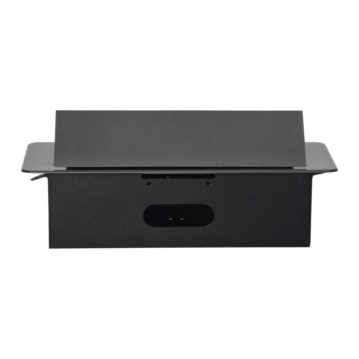 141087 - Recessed furniture sockets, graphite in housing with flat edge, 3x2P+E (Schuko), no cable included