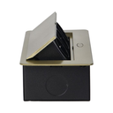 141086 - Recessed furniture sockets, brass color in housing with flat edge, 3x2P+E (Schuko), no cable included