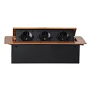 141085 - Recessed furniture sockets, gold in housing with flat edge, 3x2P+E (Schuko), no cable included