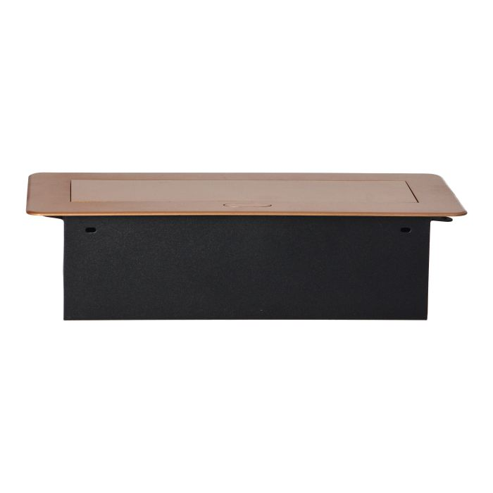 141085 - Recessed furniture sockets, gold in housing with flat edge, 3x2P+E (Schuko), no cable included