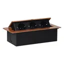 141085 - Recessed furniture sockets, gold in housing with flat edge, 3x2P+E (Schuko), no cable included