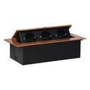 141085 - Recessed furniture sockets, gold in housing with flat edge, 3x2P+E (Schuko), no cable included