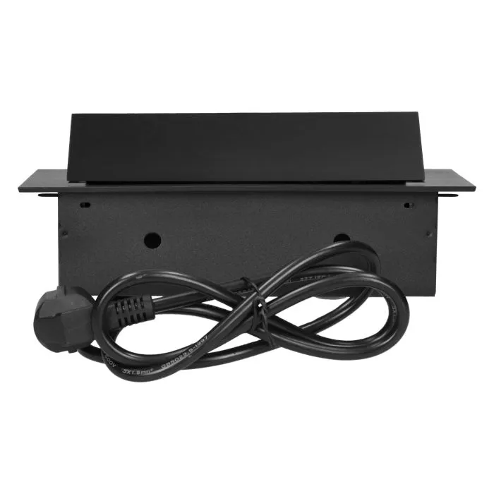 141082 - Recessed furniture socket with flat edge and 1.5m cable, 3x2P+E (Schuko), black