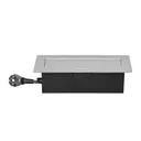 141081 - Recessed furniture socket with flat edge and 1.5m cable, 3x2P+E (Schuko), silver