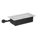 141081 - Recessed furniture socket with flat edge and 1.5m cable, 3x2P+E (Schuko), silver