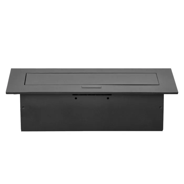 141080 - Recessed furniture socket with flat edge, 3x2P+E (Schuko), black