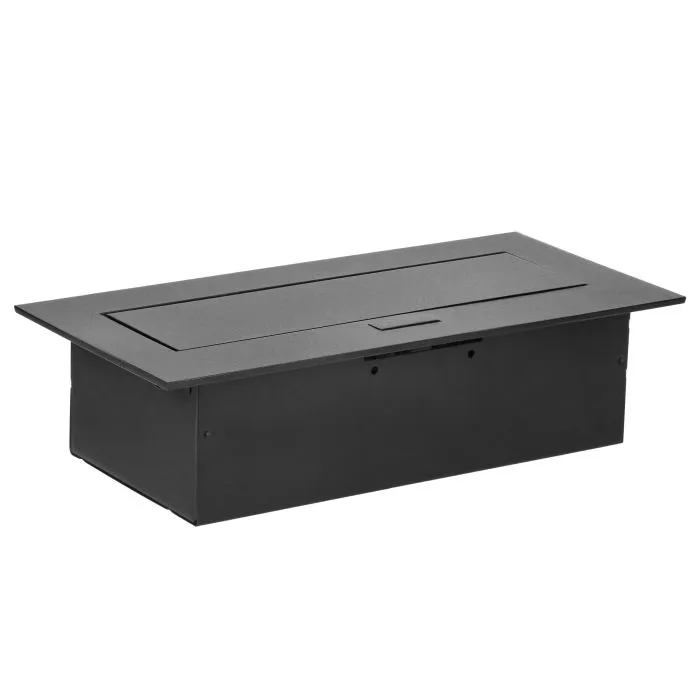 141080 - Recessed furniture socket with flat edge, 3x2P+E (Schuko), black